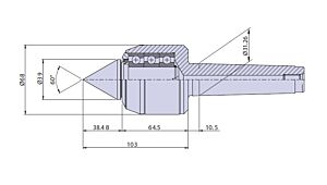30014 Nuova PTM Contropunta rotante Standard tipo CN per cono morse CM4, carico Max radiale e assiale daN 1250