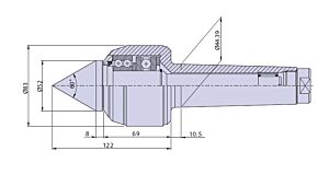 30015 Nuova PTM Contropunta rotante Standard tipo CN per cono morse CM5, carico Max radiale e assiale daN 3300