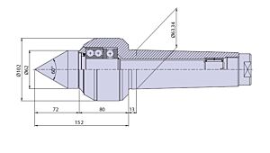30016 Nuova PTM Contropunta rotante Standard tipo CN per cono morse CM6, carico Max radiale e assiale daN 4400