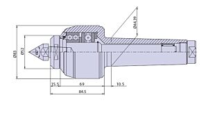 30025 Nuova PTM Contropunta rotante tipo CN5/R per cono morse CM5 per cuspidi intercambiabili, carico MEDIO Max radiale e assiale daN 2400