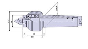30026 Nuova PTM Contropunta rotante tipo CN6/R per cono morse CM6 per cuspidi intercambiabili, carico MEDIO Max radiale e assiale daN 3700