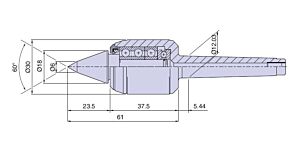 30031 Nuova PTM Contropunta rotante punta da copia tipo CN1/L per cono morse CM1, carico Max radiale e assiale daN 130