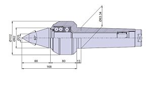 30036 Nuova PTM Contropunta rotante punta da copia tipo CN6/L per cono morse CM6, carico Max radiale e assiale daN 4000