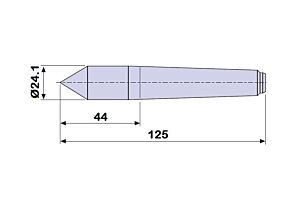 30103 Contropunta fissa 100% in acciaio interamente temprata, Cono Morse 2 - lunghezza 44mm - Ø24.1