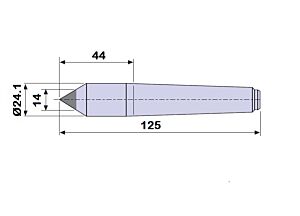 30203 Contropunta con inserto in WIDIA per rettifica in acciaio interamente temprata, Cono Morse 3 - lunghezza 125mm - Ø24.1