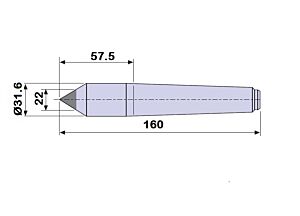 30204 Contropunta con inserto in WIDIA per rettifica in acciaio interamente temprata, Cono Morse 4 - lunghezza 160mm - Ø31.6