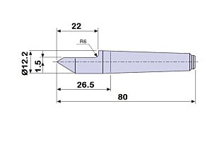 30301 Contropunta TAGLIATA 100% in acciaio interamente temprata, Cono Morse 1 - lunghezza 80mm - Ø12.2 