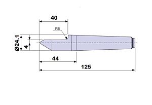 30303 Contropunta TAGLIATA 100% in acciaio interamente temprata, Cono Morse 3 - lunghezza 125mm - Ø24.1