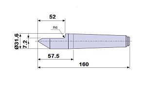 30304 Contropunta TAGLIATA 100% in acciaio interamente temprata, Cono Morse 4 - lunghezza 160mm - Ø31.6
