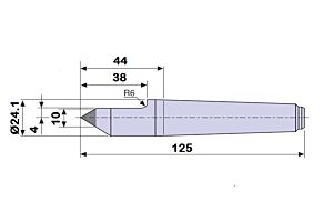 30403 Contropunta fissa tagliata con inserto in WIDIA per rettifica in acciaio interamente temprata, Cono Morse 3 - lunghezza 125mm - Ø24.1