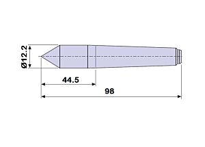 30501 Contropunta fissa lunga 100% in acciaio interamente temprata, Cono Morse 1 - lunghezza 98mm - Ø12.2 