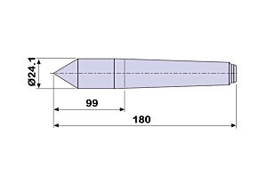 30503 Contropunta fissa lunga 100% in acciaio interamente temprata, Cono Morse 3 - lunghezza 180mm - Ø24.1