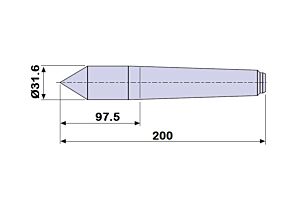30504 Contropunta fissa lunga 100% in acciaio interamente temprata, Cono Morse 4 - lunghezza 200mm - Ø31.6