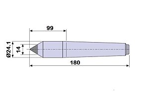 30603 Contropunta EXTRALUNGA con inserto in WIDIA per rettifica in acciaio interamente temprata, Cono Morse 3 - lunghezza 180mm - Ø24.1