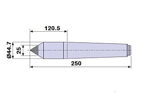 30605.250 Contropunta EXTRALUNGA con inserto in WIDIA per rettifica in acciaio interamente temprata, Cono Morse 5 - lunghezza 250mm - Ø44.7