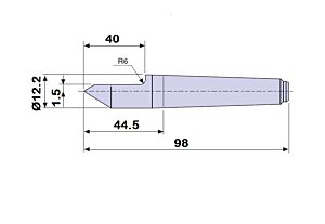 30701 Contropunta TAGLIATA 100% in acciaio interamente temprata, Cono Morse 1 - lunghezza 98mm - Ø12.2 