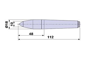 30902 Contropunta a DOPPIA INCLINAZIONE 100% in acciaio interamente temprata, Cono Morse 2 - lunghezza 112mm - Ø18