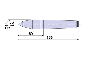 30903 Contropunta a DOPPIA INCLINAZIONE 100% in acciaio interamente temprata, Cono Morse 3 - lunghezza 150mm - Ø24.1