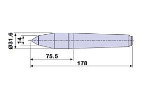 30904 Contropunta a DOPPIA INCLINAZIONE 100% in acciaio interamente temprata, Cono Morse 4 - lunghezza 178mm - Ø31.6