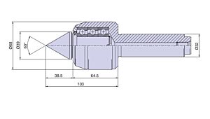 34014 Nuova PTM Contropunta rotante Standard tipo CNC4/S attacco cilindrico, carico MEDIO Max radiale e assiale daN 1250
