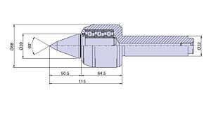34034 Nuova PTM Contropunta rotante - punta da copia- tipo CNC4/L attacco cilindrico Dia 32mm, carico MEDIO Max radiale e assiale daN 1000