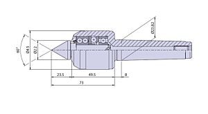 35013 Nuova PTM Contropunta rotante standard con testa ridotta tipo CNB2/S per cono morse CM3, carico MEDIO Max radiale e assiale daN 400