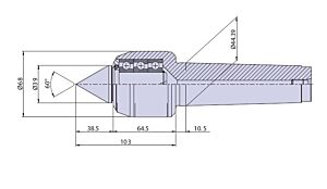 Nuova PTM Contropunta rotante 35015 con testa ridotta tipo CNB5/S per cono morse CM5, carico MEDIO Max radiale e assiale daN 1250
