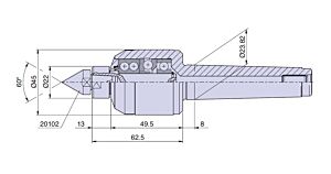 35023 Nuova PTM Contropunta rotante standard tipo CNB3/R per cono morse CM3, con cuspide intercambiabile, carico MEDIO Max radiale e assiale daN 280