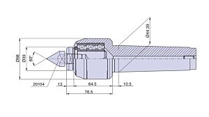 35025 Nuova PTM Contropunta rotante standard tipo CNB5/R per cono morse CM5, con cuspide intercambiabile, carico MEDIO Max radiale e assiale daN 900