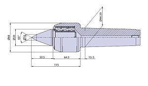 35035 Nuova PTM Contropunta rotante standard tipo CNB5/L per cono morse CM5, punta da copia, carico MEDIO Max radiale e assiale daN 1000