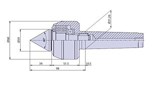 50014 Nuova PTM Contropunta rotante tipo CNE4/S per cono morse CM4, carico MEDIO Max radiale e assiale daN 1100, Giri 4500