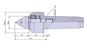 50016 Nuova PTM Contropunta rotante tipo CNE6/S per cono morse CM6, carico MEDIO Max radiale e assiale daN 3500, Giri 3000
