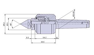 50023 Nuova PTM Contropunta rotante tipo CN per cono morse CM3 per cuspidi intercambiabili, carico Max radiale e assiale daN 650