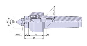 50026 Nuova PTM Contropunta rotante tipo CNE6/R per cono morse CM6, con cuspide intercambiabile, carico MEDIO Max radiale e assiale daN 2900