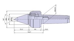 50035 Nuova PTM Contropunta rotante standard tipo CNE5/L per cono morse CM5, punta da copia, carico MEDIO Max radiale e assiale daN 2000