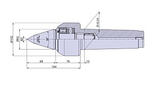 50036 Nuova PTM Contropunta rotante standard tipo CNE6/L per cono morse CM6, punta da copia, carico MEDIO Max radiale e assiale daN 3100