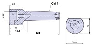 501040 Nuova PTM Corpo per contropunta ad altissima resistenza all’usura Cono Morse CM4 lunghezza 149mm