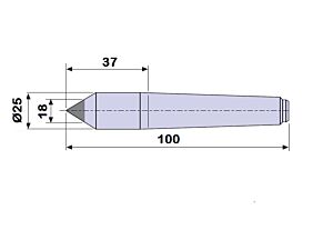 60102 Contropunta con inserto in WIDIA per rettifica in acciaio interamente temprata, Cono Morse 2 - lunghezza 100mm - Ø25