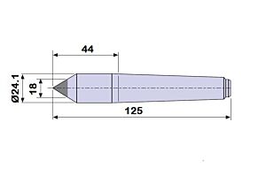 60103 Contropunta con inserto in WIDIA per rettifica in acciaio interamente temprata, Cono Morse 3 - lunghezza 125mm - Ø24.1