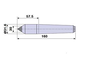 60104 Contropunta con inserto in WIDIA per rettifica in acciaio interamente temprata, Cono Morse 4 - lunghezza 160mm - Ø31.6