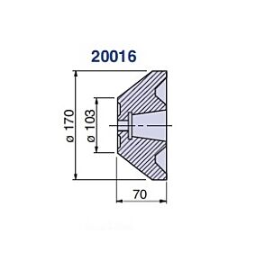 20015 Nuova PTM Cuspide cono morse 5/6 femmina tronco cono per contropunte rotante per tubi - tipo CSF Lunghezza 70mm, Diametro 103/170mm