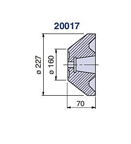 20017 Nuova PTM Cuspide cono morse 5/6 femmina tronco cono per contropunte rotante per tubi - tipo CSF Lunghezza 70mm, Diametro 160-227mm