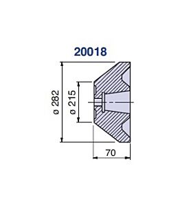 20018 Nuova PTM Cuspide cono morse 5/6 femmina tronco cono per contropunte rotante per tubi - tipo CSF Lunghezza 70mm, Diametro 215-282mm