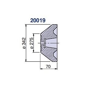 20019 Nuova PTM Cuspide cono morse 5/6 femmina tronco cono per contropunte rotante per tubi - tipo CSF Lunghezza 70mm, Diametro 275-342mm