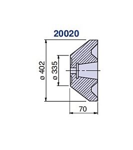 20019 Nuova PTM Cuspide cono morse 5/6 femmina tronco cono per contropunte rotante per tubi - tipo CSF Lunghezza 70mm, Diametro 275-342mm