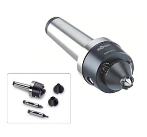 ROHM 1341545 Trascinatore frontale sinistro modello CoAE con gambo cono morse CM3, fornito con dischi di trascinamento da diametro 12-32mm e centrini diametro 6-16mm