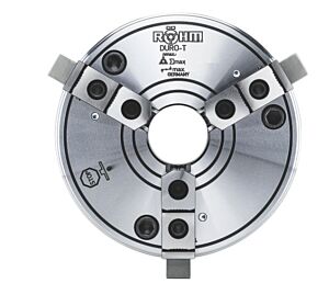 RÖHM 437490 Mandrino autocentrante manuale a comando tangenziale serie DURO-T con 3 griffe base e griffe reversibili riportate - Diametro esterno 160mm, foro passante 42mm