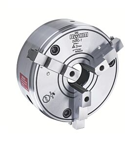 RÖHM 437475 Mandrino autocentrante serie DURO-T a comando tangenziale con 3 griffe reversibili integrali e sistema di cambio rapido delle griffe - Diametro esterno 125mm, foro passante 32mm