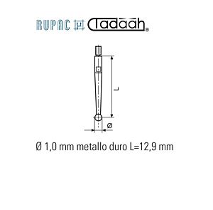 1500049 Punta tastatrice Ø 1,0 mm in metallo duro, Lunghezza=12,9