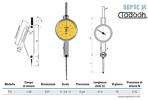 1553131 Probe with inclined dial MicroMet PLUS Series, model T31